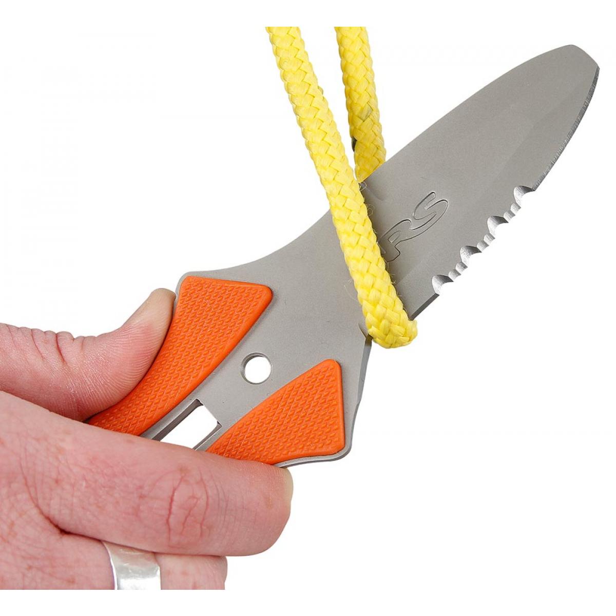 NRS Pilot River Knife cutting rope